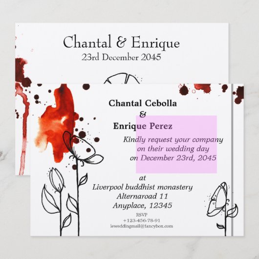 Bloetrode bloemen kaart (Voorkant / Achterkant)