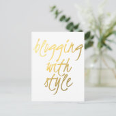 Bloggen met stijl - Gold Script Briefkaart (Staand voorkant)