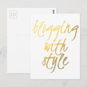 Bloggen met stijl - Gold Script Briefkaart (Voorkant / Achterkant)