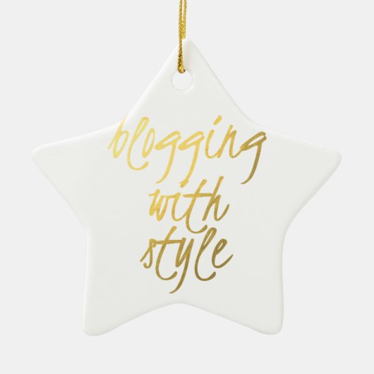 Bloggen met stijl - Gold Script Keramisch Ornament (Voorkant)