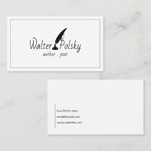 Blogger auteur dichter visitekaartje (Voorkant / Achterkant)