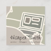 blogger die blogger is over notebookcomputer onlin vierkante visitekaartje (Voorkant)