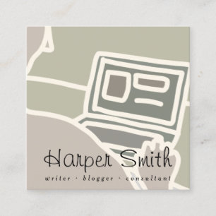 blogger die blogger is over notebookcomputer onlin vierkante visitekaartje