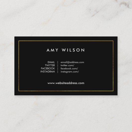 Blogger Elegant Faux Gold en zwarte sociale media Visitekaartje (Achterkant)