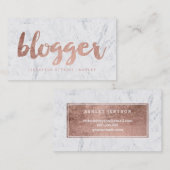 Blogger moderne roos gouden tipografie visitekaartje (Voorkant / Achterkant)