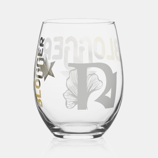 BLOGGER Stemless Wine Glass Abstract Black Gold Wijnglas Zonder Voet (Voorkant)