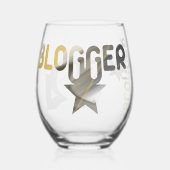 BLOGGER Stemless Wine Glass Abstract Black Gold Wijnglas Zonder Voet (Achterkant)