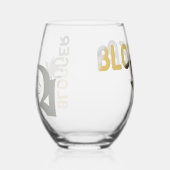 BLOGGER Stemless Wine Glass Abstract Black Gold Wijnglas Zonder Voet (Links)