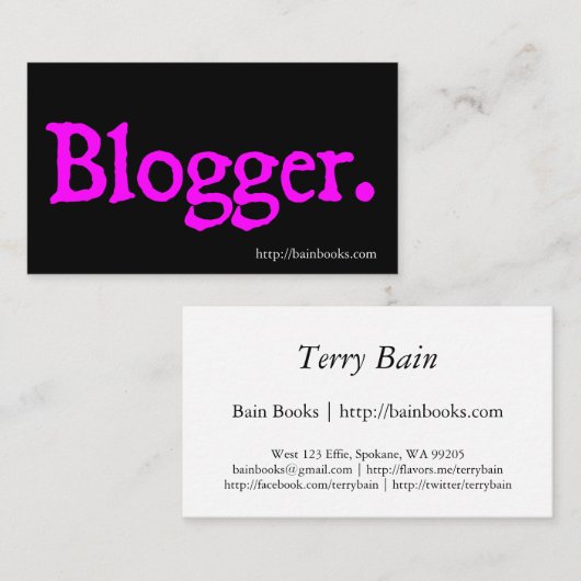 Blogger Visitekaartje (Voorkant / Achterkant)