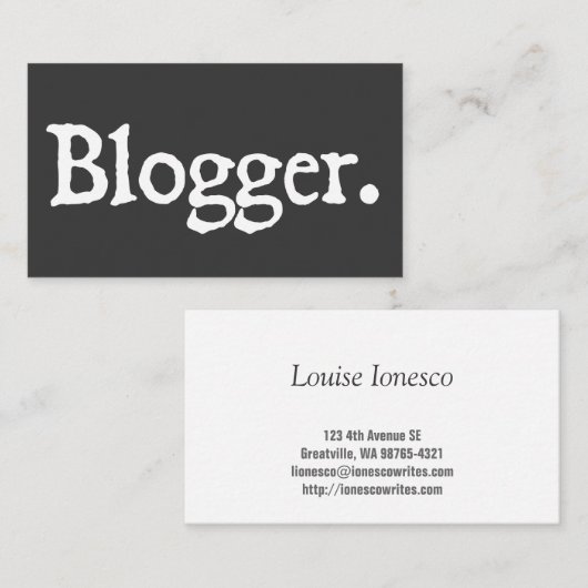 Blogger Visitekaartje (Voorkant / Achterkant)