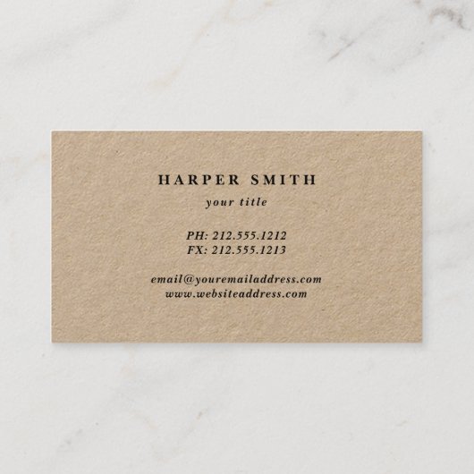 blogger visitekaartje rustige kraft paper writer b (Achterkant)