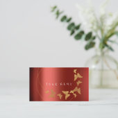 BLOGGER WRITER VAN Gold Butterfly Red Influencer Visitekaartje (Staand voorkant)