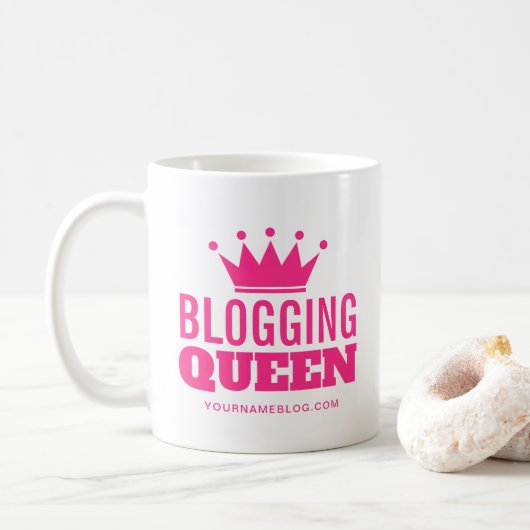 Blogging Queen mok gift for vrouw blogger (Met donut)