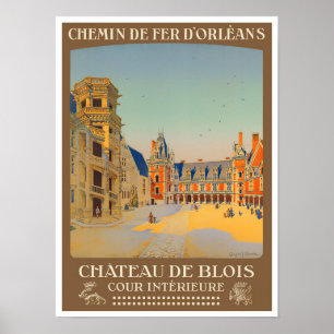 Blois castle France vintage Poster