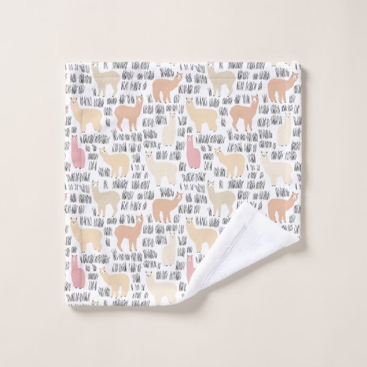 Blok Alpacas Pattern Bad Handdoek (Wasdoekje)