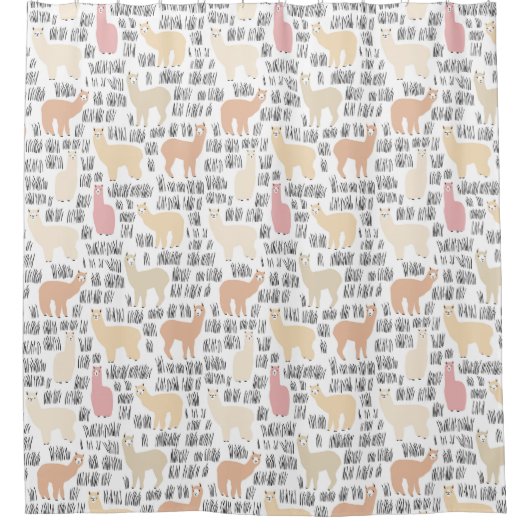 Blok Alpacas Pattern Douchegordijn (Voorkant)