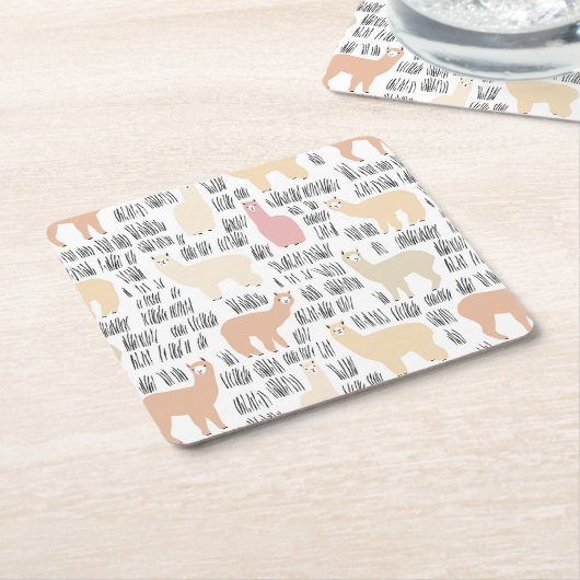 Blok Alpacas Pattern Kartonnen Onderzetters (Schuin)