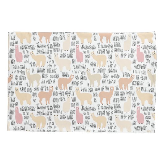 Blok Alpacas Pattern Kussensloop (Achterkant-Links)