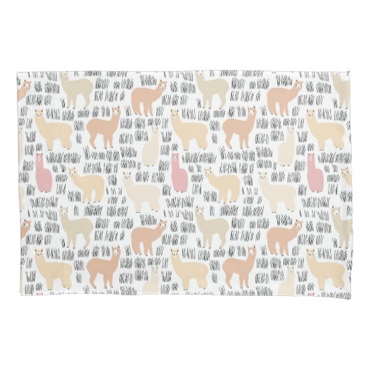Blok Alpacas Pattern Kussensloop (Voorkant-Links)