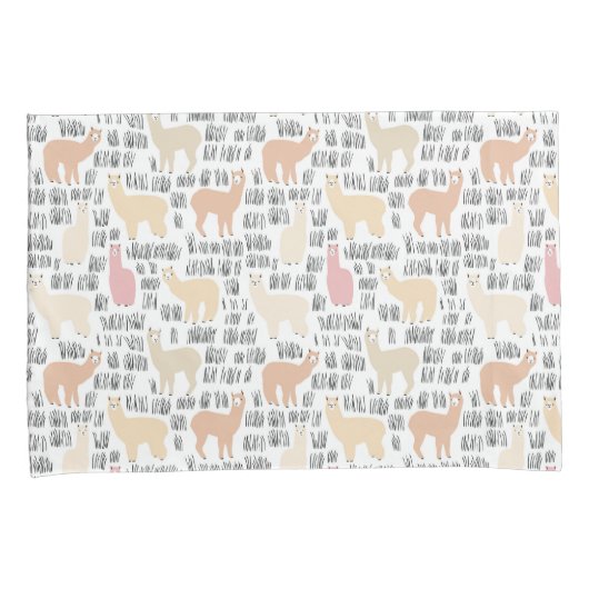 Blok Alpacas Pattern Kussensloop (Voorkant-Rechts)
