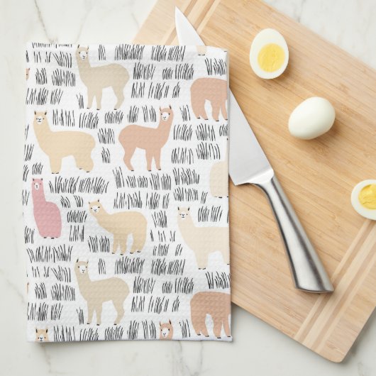 Blok Alpacas Pattern Theedoek (Quarter Fold)