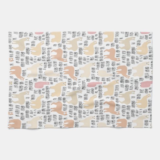 Blok Alpacas Pattern Theedoek (Horizontaal)