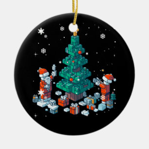 Blok baksteen gebouw figuur vrolijke kerst ma keramisch ornament