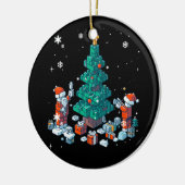 Blok baksteen gebouw figuur vrolijke kerst ma keramisch ornament (Links)