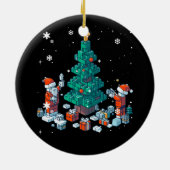 Blok baksteen gebouw figuur vrolijke kerst ma keramisch ornament (Achterkant)