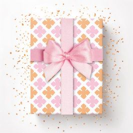 Blok Diamantklaver in Roze en Oranje Cadeaupapier