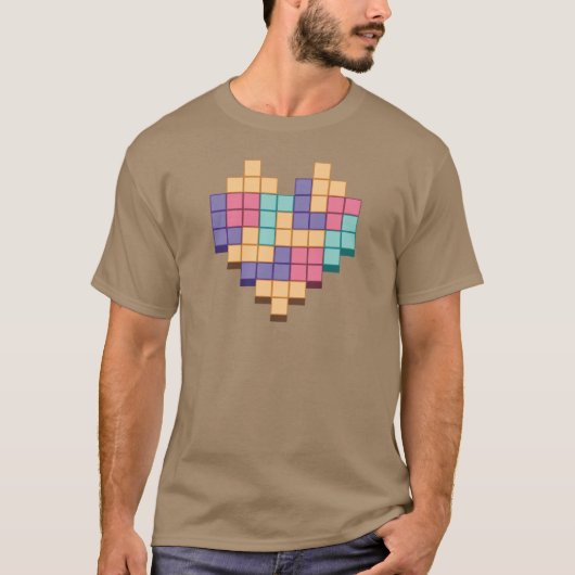Blok Game Hart Retro Stijl T-shirt (Voorkant)