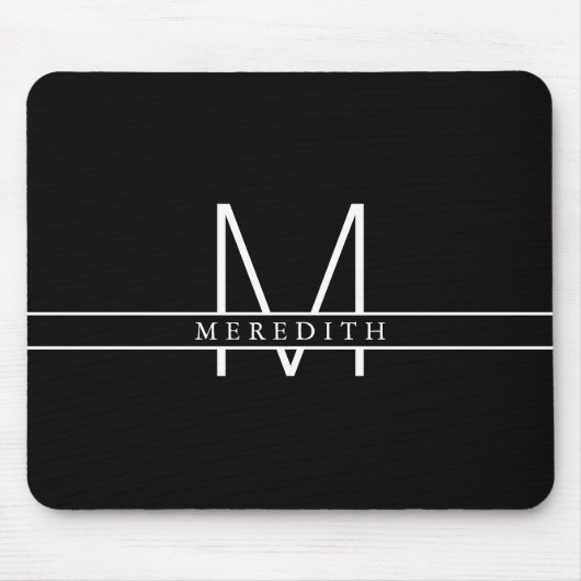 Blok Initiaal gesplitste monogram, persoonlijk zwa Muismat (Voorkant)