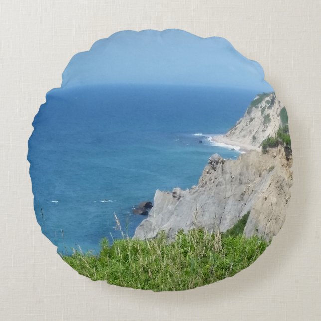 Blok Island Bluffs - Block Island, Rhode Island Rond Kussen (Voorkant)