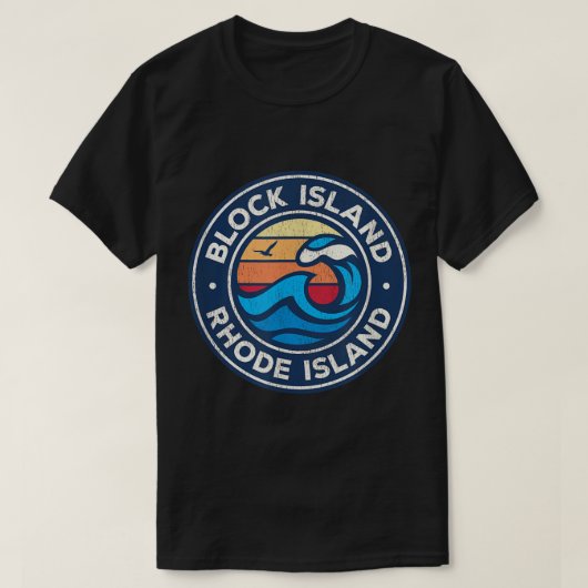 Blok Island Rhode Island RI  Nautical Wave T-shirt (Design voorkant)