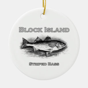 Blok Island  Striped Bass Logo Keramisch Ornament