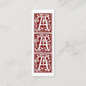 Blok Letter "A" Woodcut Woodblock Inital Mini Visitekaartje (Achterkant)