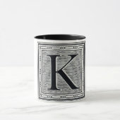 Blok Letter "K" Woodcut Woodblock Inital Mok (Midden)