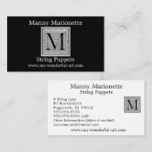 Blok Letter "M" Woodcut Woodblock Inital Visitekaartje (Voorkant / Achterkant)