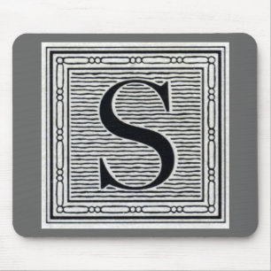 Blok Letter "S" Woodcut Woodblock Inital Muismat