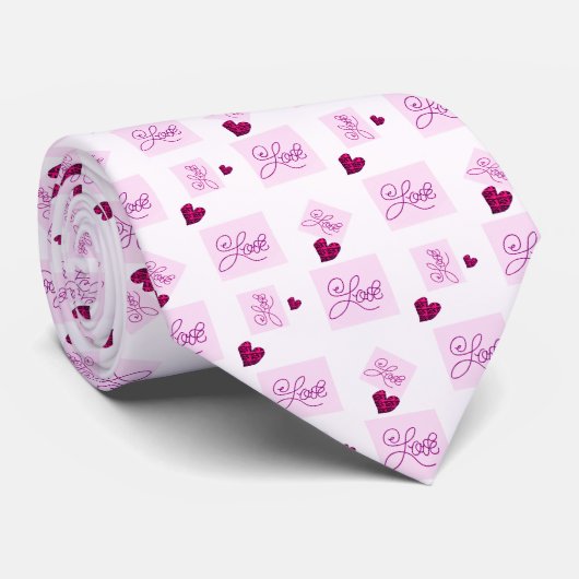 Blok liefde hartpatroon2 stropdas (Opgerold)