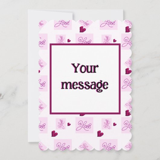 Blok liefde hartpatroon feestdagenkaart (Voorkant)