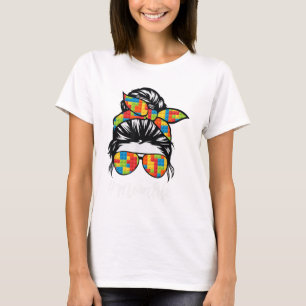 Blok Messy Bun Moeder Leven Meester Bouwer Moeders T-shirt