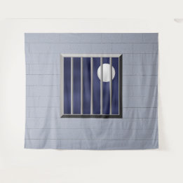 Blok Muur Metalen Bars Volle Maan Achtergrond Hall Wandkleed