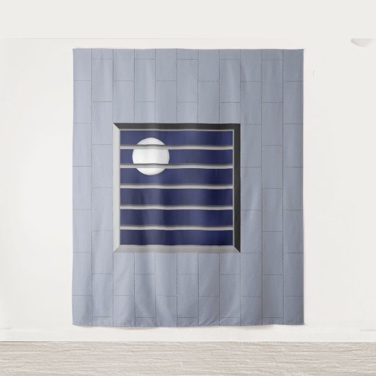 Blok Muur Metalen Bars Volle Maan Achtergrond Hall Wandkleed (Voorkant)