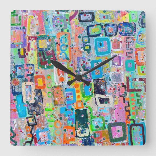 Blok Party Wall Clock Vierkante Klok (Voorkant)