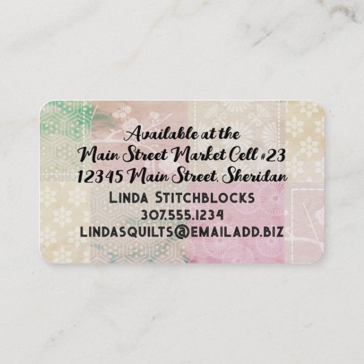 Blok patchwork-quilter quilter-quilter naadstress visitekaartje (Achterkant)