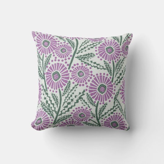 Blok Print Cirkel Bloemen Ontwerp Kussen (Voorkant)