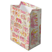 Blok Print Elephant Paper Gift Bag – Rustiek Neder Medium Cadeauzakje (Voorkant Gekanteld)