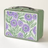 Blok Print Lavendel groen en wit bloemontwerp (Voorkant)