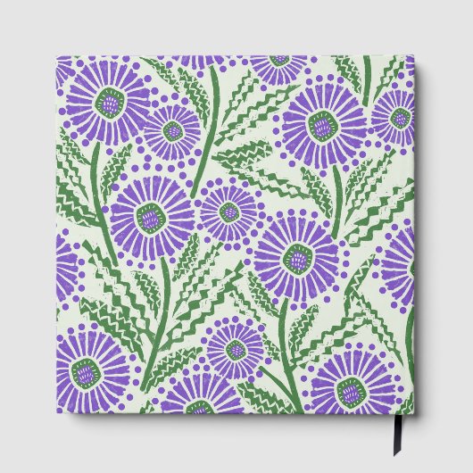 Blok Print Lavendel groen en wit bloemontwerp Gastenboek (Achterkant)